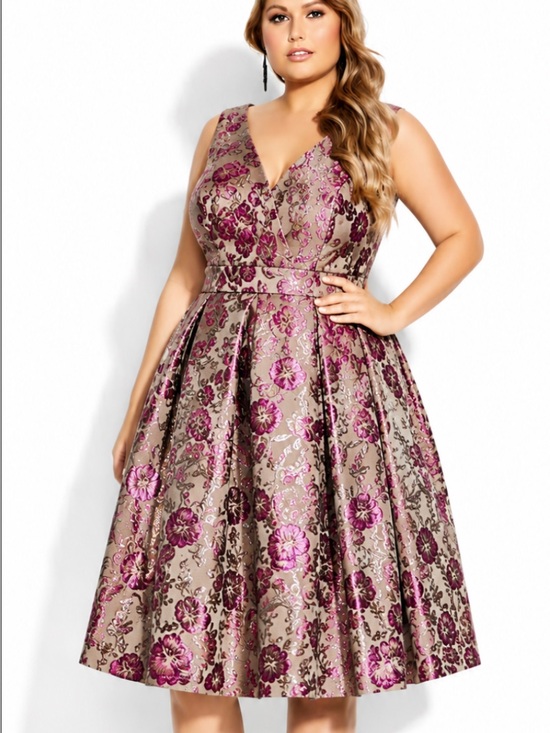 Eloquii Dresses & Skirts - Eloquii Metallic Brocade Floral Fit and Flare Dress 18 nwt Feminine